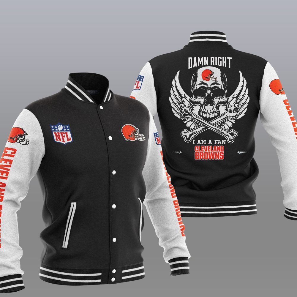 NFL Cleveland Browns Wings Skull Baseball Jacket