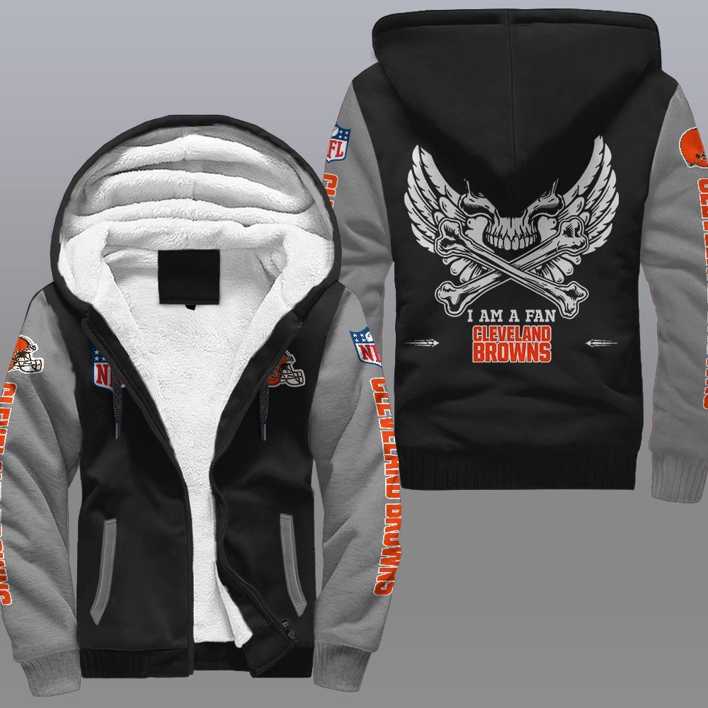 NFL Cleveland Browns Wings Skull Fleece hoodie 2 NFL Cleveland Browns Wings Skull Fleece hoodie 1