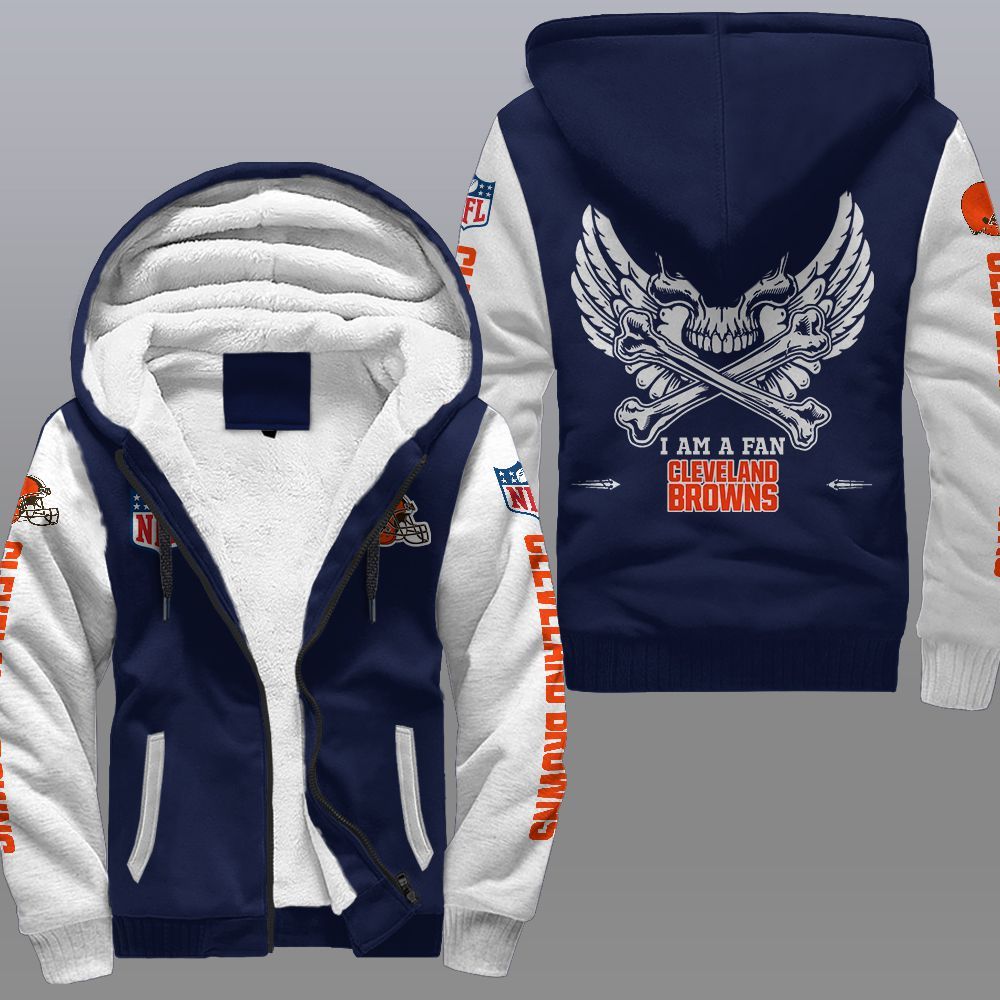 NFL Cleveland Browns Wings Skull Fleece hoodie 3 NFL Cleveland Browns Wings Skull Fleece hoodie 1 2