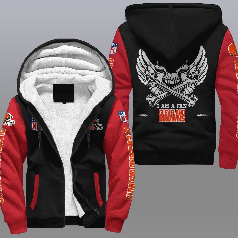 NFL Cleveland Browns Wings Skull Fleece hoodie 4 NFL Cleveland Browns Wings Skull Fleece hoodie 1 2 3