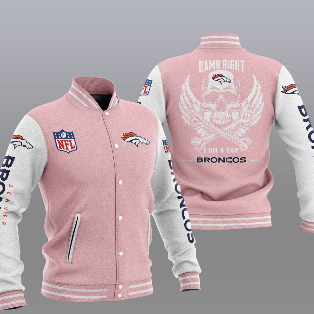 NFL Denver Broncos Wings Skull Baseball Jacket 4 NFL Denver Broncos Wings Skull Baseball Jacket 1 2 3