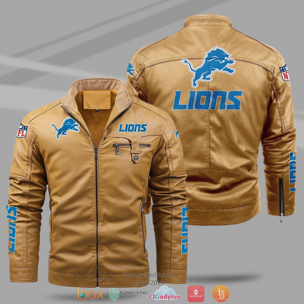 NFL Detroit Lions Fleece leather jacket 1
