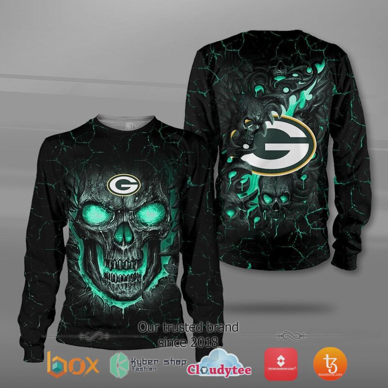 Green Bay Packers NFL Fire Skull Lava jersey shirt, hoodie 3 NFL Green Bay Packers Fire Skull Lava 3D shirt hoodie 1 2
