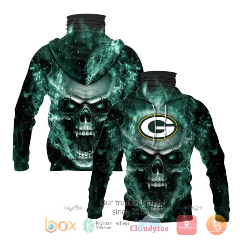 NFL Green Bay Packers Flameskull 3d hoodie mask 6 NFL Green Bay Packers Flameskull 3d hoodie mask