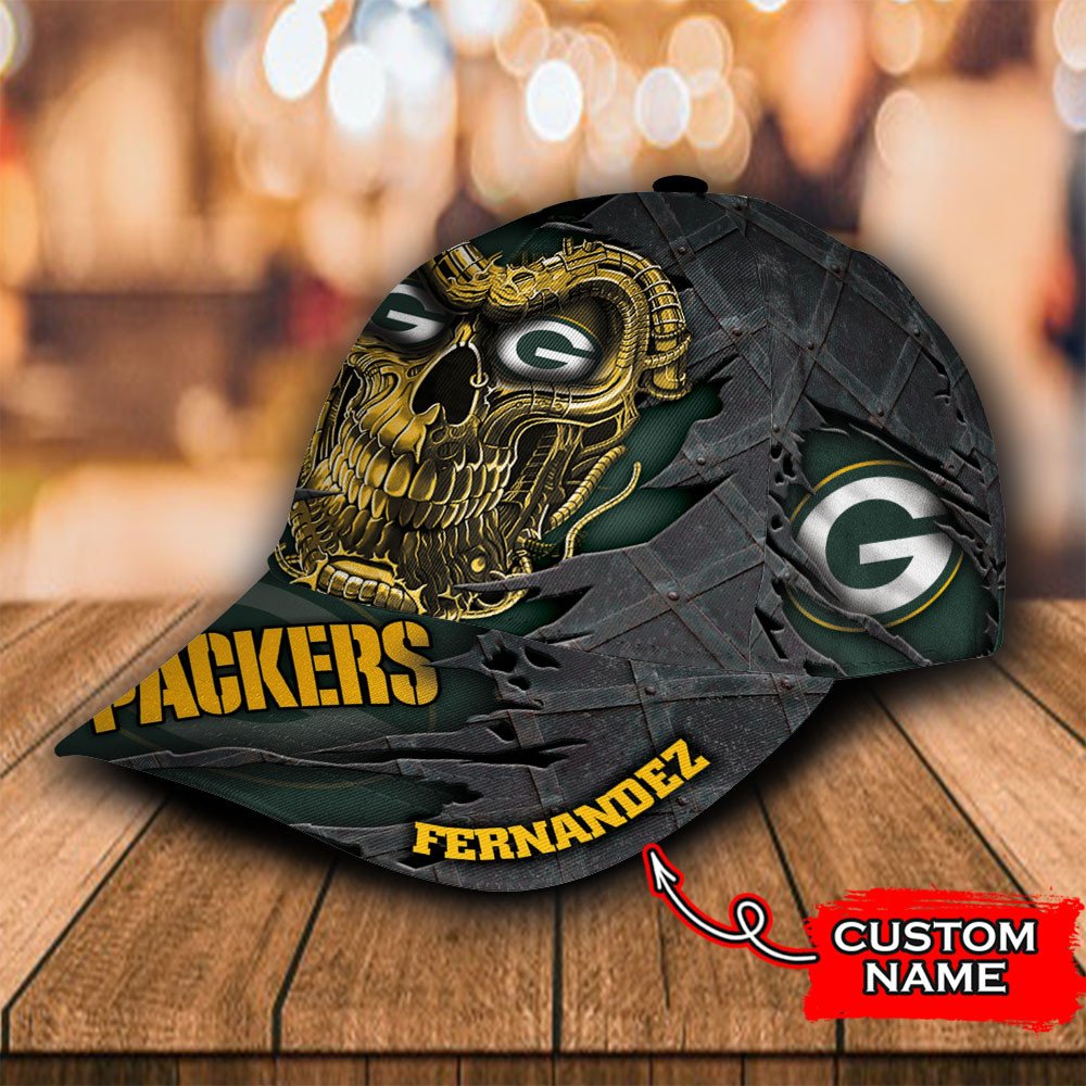 NFL Green Bay Packers Skull Custom Personalized Cap 1 2