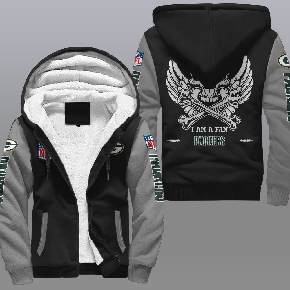 NFL Green Bay Packers Wings Skull Fleece hoodie 2 NFL Green Bay Packers Wings Skull Fleece hoodie 1