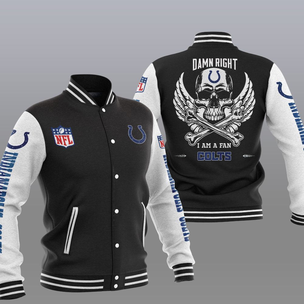 NFL Indianapolis Colts Wings Skull Baseball Jacket