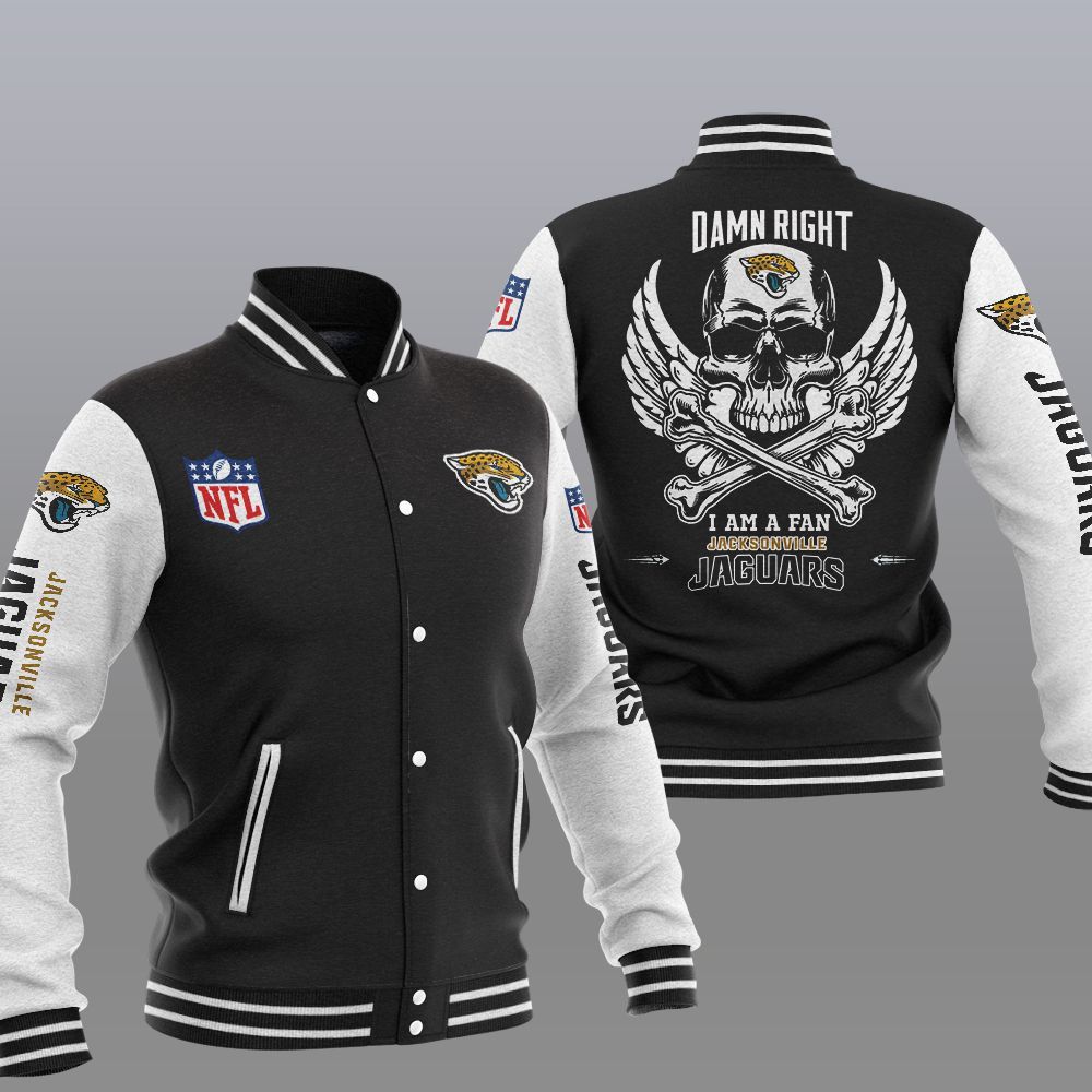 NFL Jacksonville Jaguars Wings Skull Baseball Jacket
