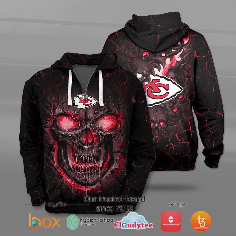 Kansas City Chiefs NFL Fire Skull Lava jersey shirt, hoodie 4 NFL Kansas City Chiefs Fire Skull Lava 3D shirt hoodie 1 2 3