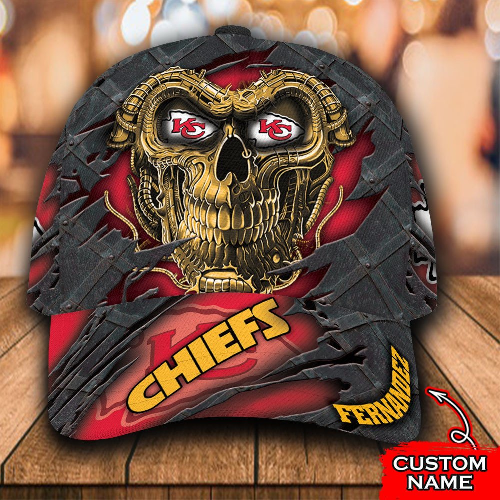 NFL Kansas City Chiefs Skull Custom Personalized Cap