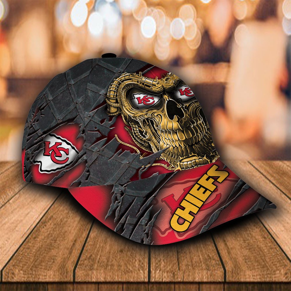 NFL Kansas City Chiefs Skull Custom Personalized Cap 1