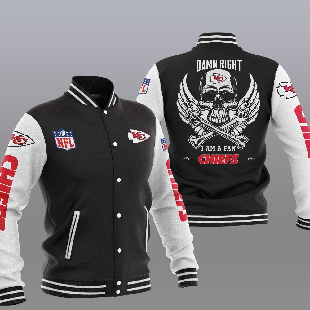 NFL Kansas City Chiefs Wings Skull Baseball Jacket