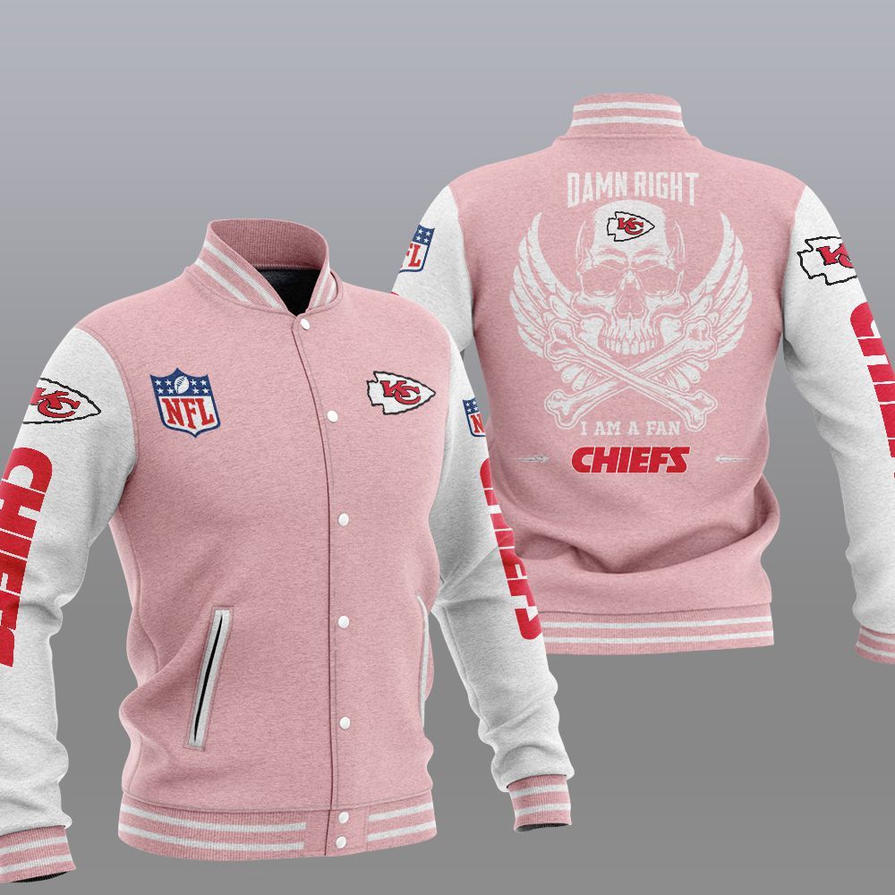 NFL Kansas City Chiefs Wings Skull Baseball Jacket 4 NFL Kansas City Chiefs Wings Skull Baseball Jacket 1 2 3