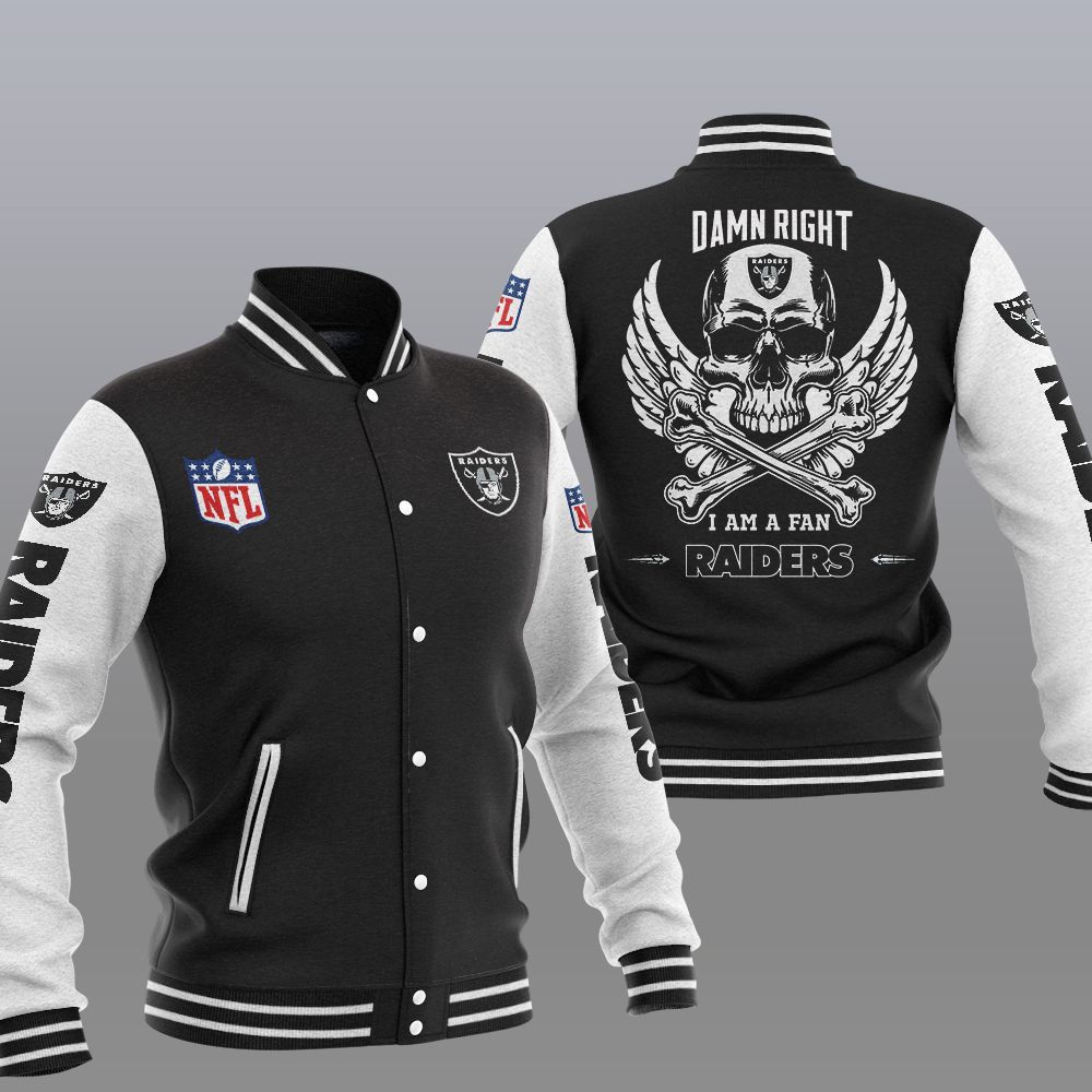 NFL Las Vegas Raiders Wings Skull Baseball Jacket