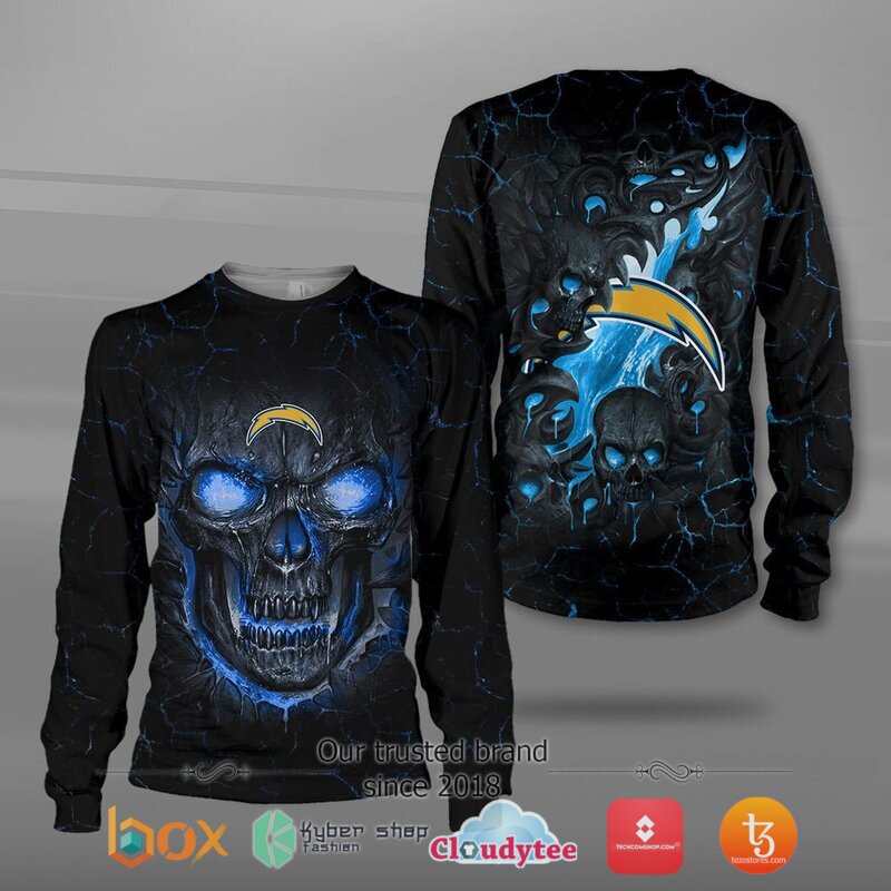 Los Angeles Chargers NFL Fire Skull Lava jersey shirt, hoodie 3 NFL Los Angeles Chargers Fire Skull Lava 3D shirt hoodie 1 2