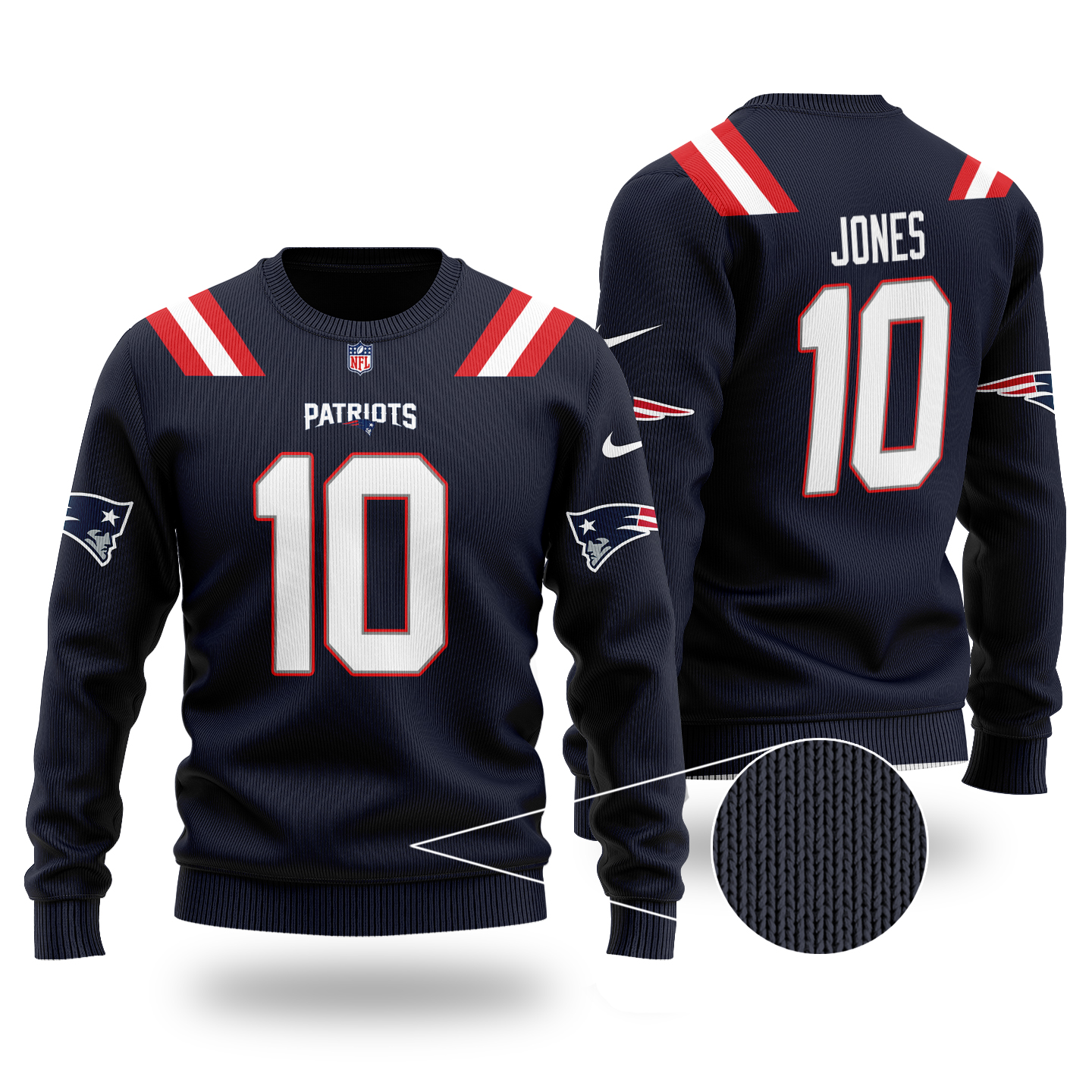 NFL Mac Jones 10 New England Patriots Christmas Sweater