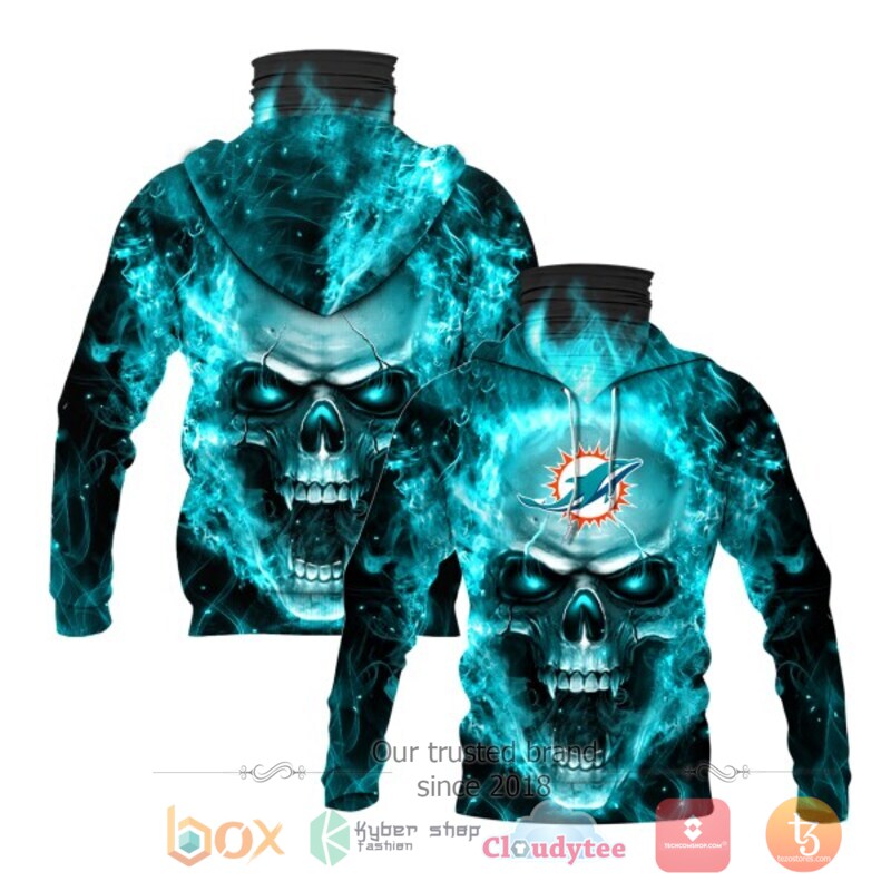 NFL Miami Dolphins Flameskull 3d hoodie mask 1 NFL Miami Dolphins Flameskull 3d hoodie mask