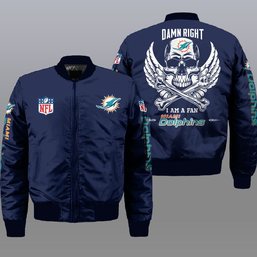 NFL Miami Dolphins Wings Skull 3d Bomber Jacket 2 NFL Miami Dolphins Wings Skull 3d Bomber Jacket 1