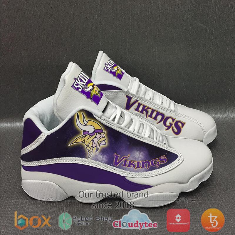 NFL Minnesota Vikings Air Jordan 13 Sneakers Shoes 2 NFL Minnesota Vikings Air Jordan 13 Sneakers Shoes 1