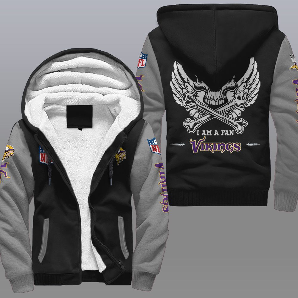NFL Minnesota Vikings Wings Skull Fleece hoodie 2 NFL Minnesota Vikings Wings Skull Fleece hoodie 1