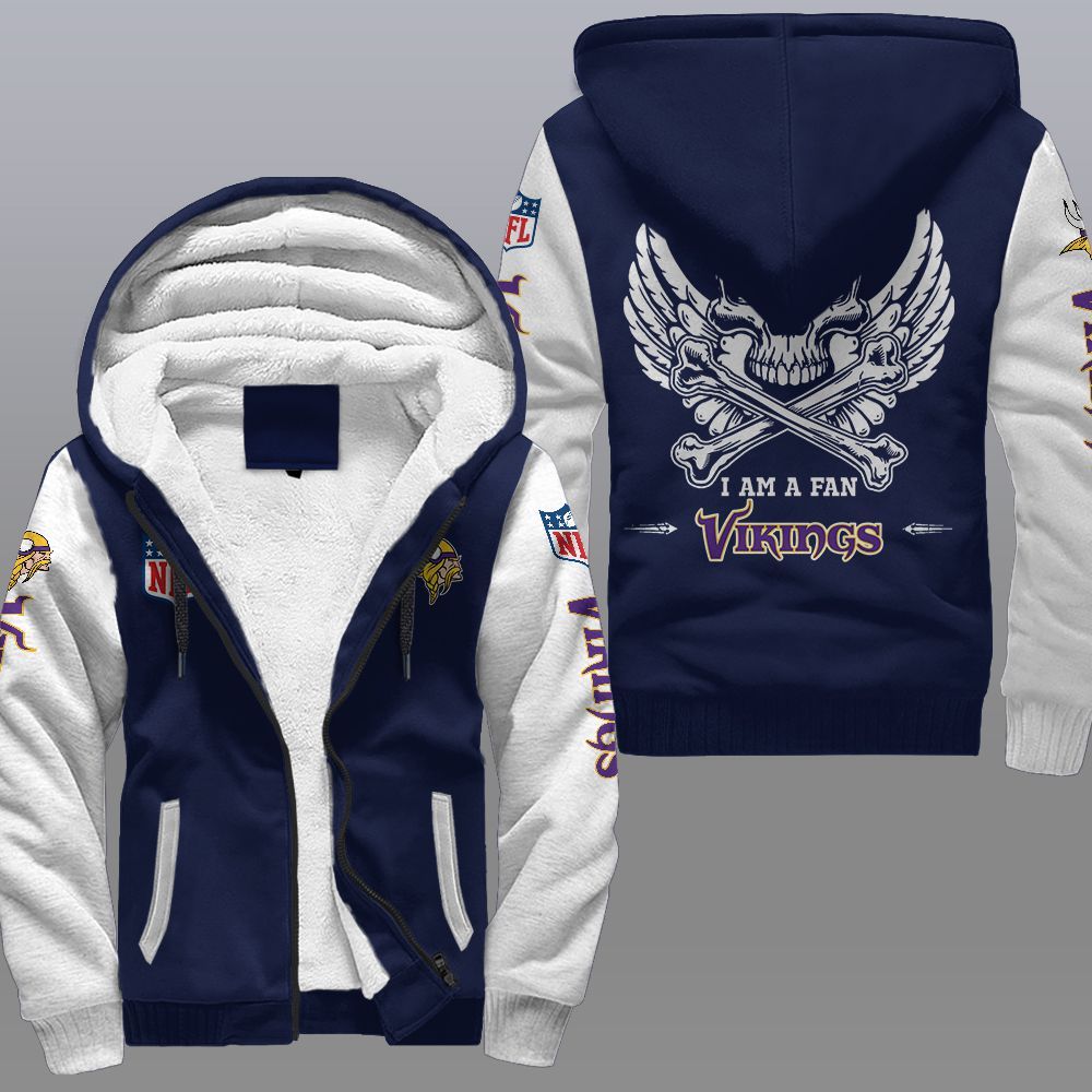 NFL Minnesota Vikings Wings Skull Fleece hoodie 3 NFL Minnesota Vikings Wings Skull Fleece hoodie 1 2