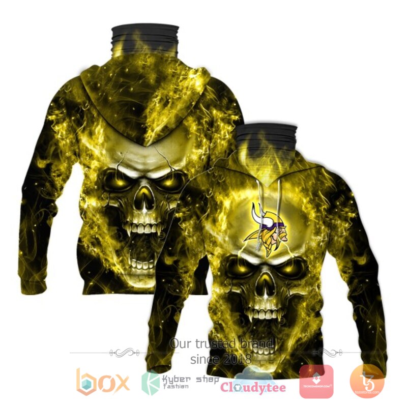 NFL Minnesota Vikings Yellow Flameskull 3d hoodie mask 7 NFL Minnesota Vikings Yellow Flameskull 3d hoodie mask