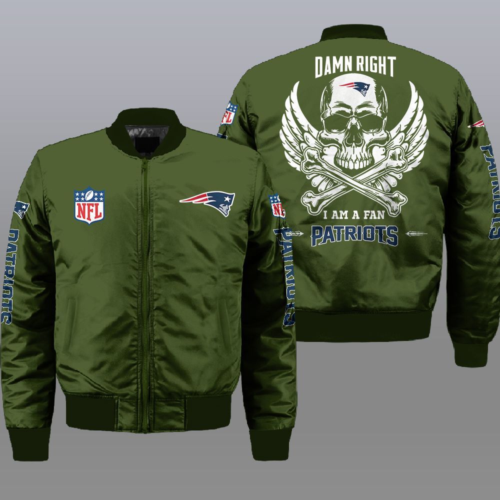 NFL New England Patriots Wings Skull 3d Bomber Jacket 3 NFL New England Patriots Wings Skull 3d Bomber Jacket 1 2