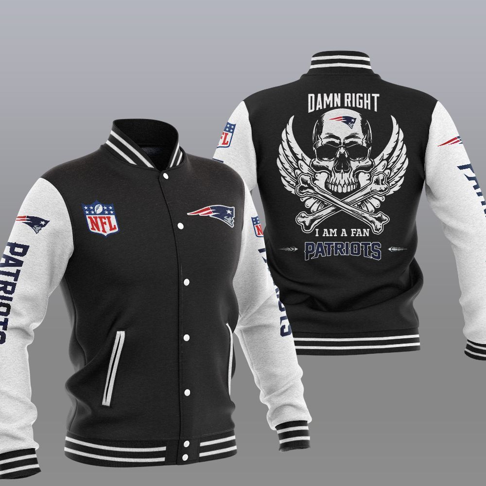 NFL New England Patriots Wings Skull Baseball Jacket