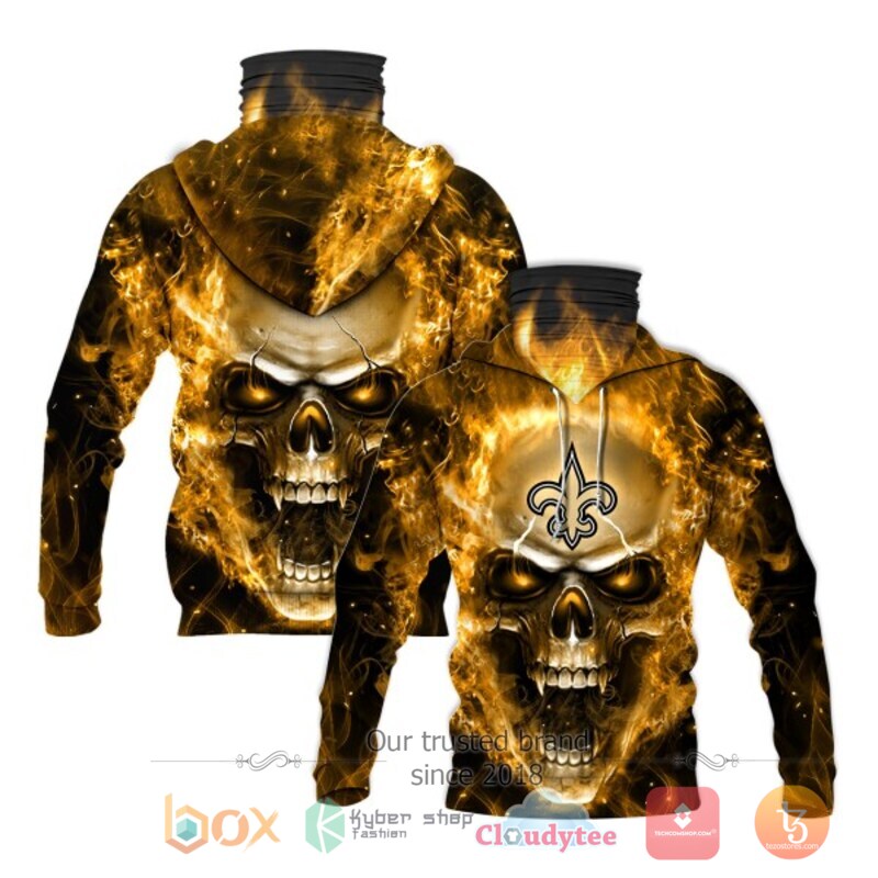NFL New Orleans Saints Flameskull 3d hoodie mask