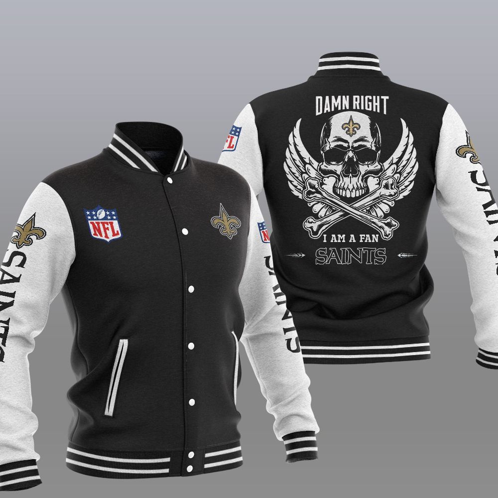 NFL New Orleans Saints Wings Skull Baseball Jacket