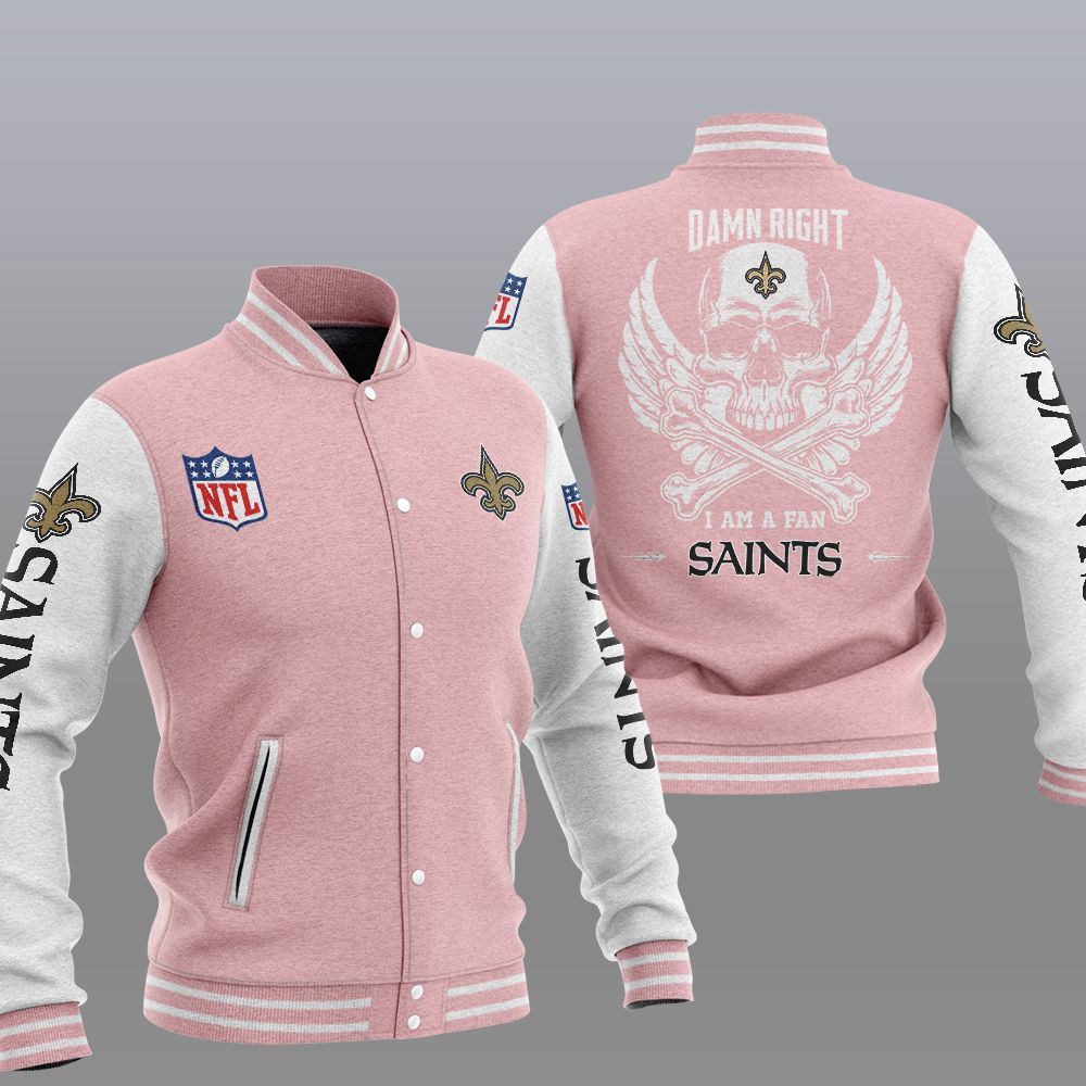 NFL New Orleans Saints Wings Skull Baseball Jacket 4 NFL New Orleans Saints Wings Skull Baseball Jacket 1 2 3