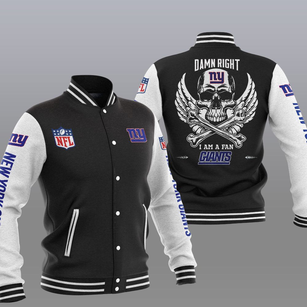 NFL New York Giants Wings Skull Baseball Jacket