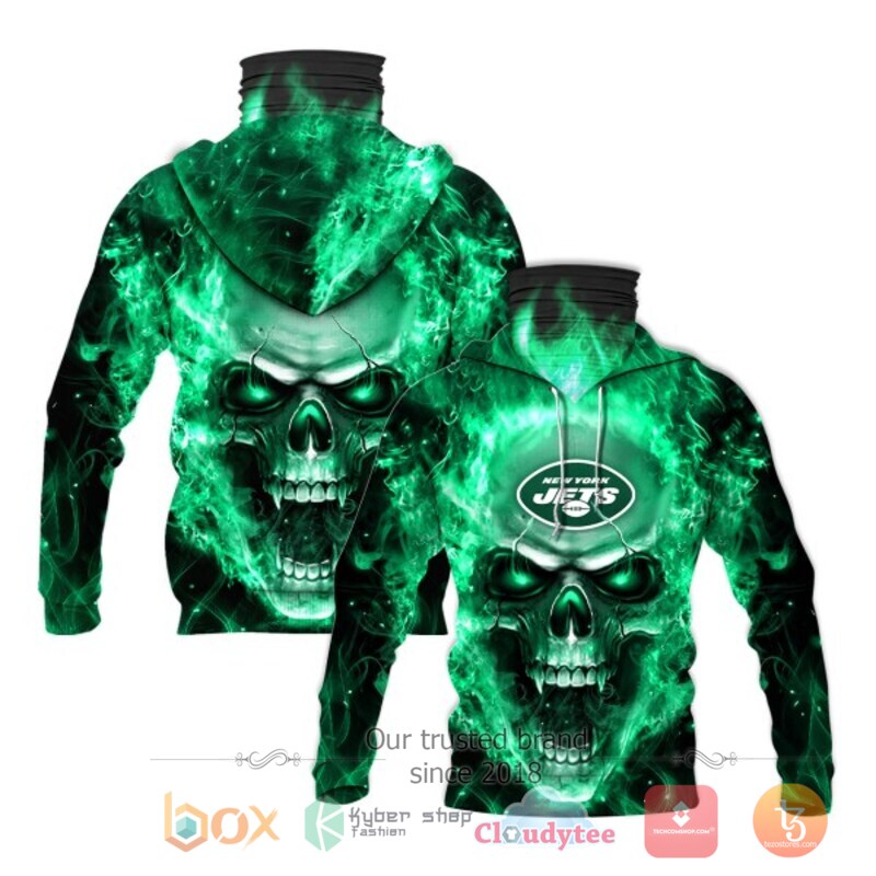 NFL New York Jets Flameskull 3d hoodie mask 6 NFL New York Jets Flameskull 3d hoodie mask