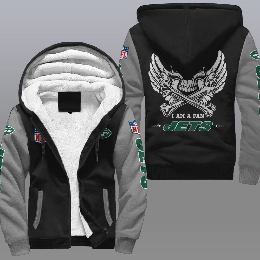 NFL New York Jets Wings Skull Fleece hoodie 2 NFL New York Jets Wings Skull Fleece hoodie 1