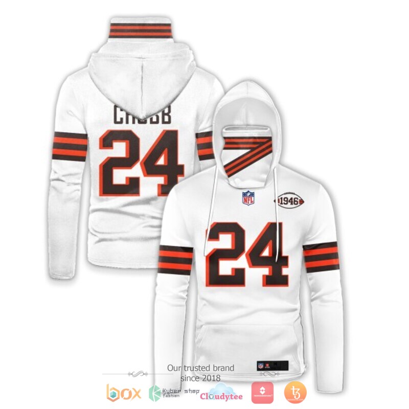 NFL Nick Chubb 24 1946 white hoodie mask