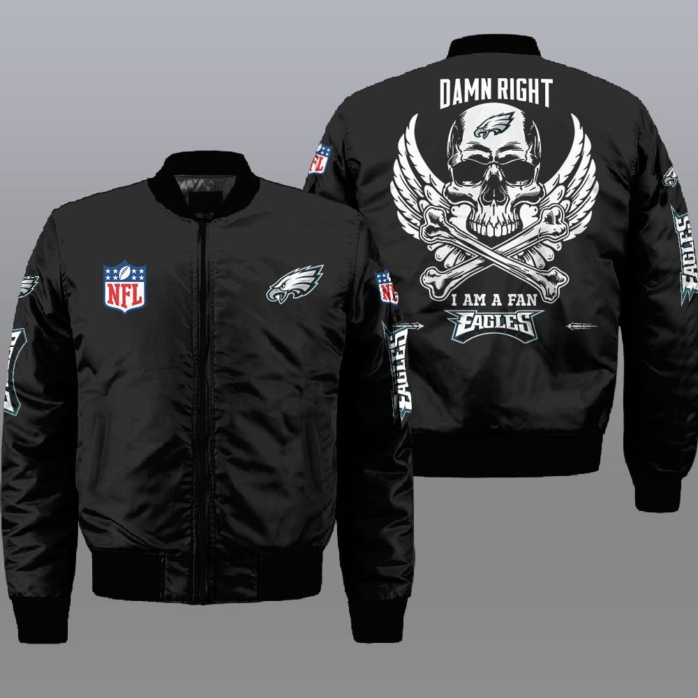 NFL Philadelphia Eagles Wings Skull 3d Bomber Jacket