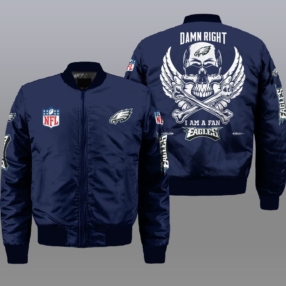 NFL Philadelphia Eagles Wings Skull 3d Bomber Jacket 2 NFL Philadelphia Eagles Wings Skull 3d Bomber Jacket 1