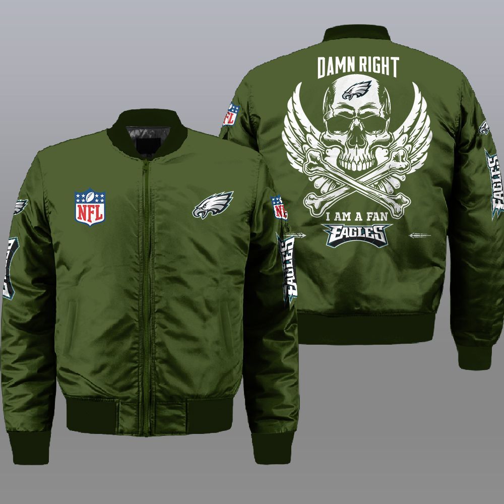 NFL Philadelphia Eagles Wings Skull 3d Bomber Jacket 3 NFL Philadelphia Eagles Wings Skull 3d Bomber Jacket 1 2