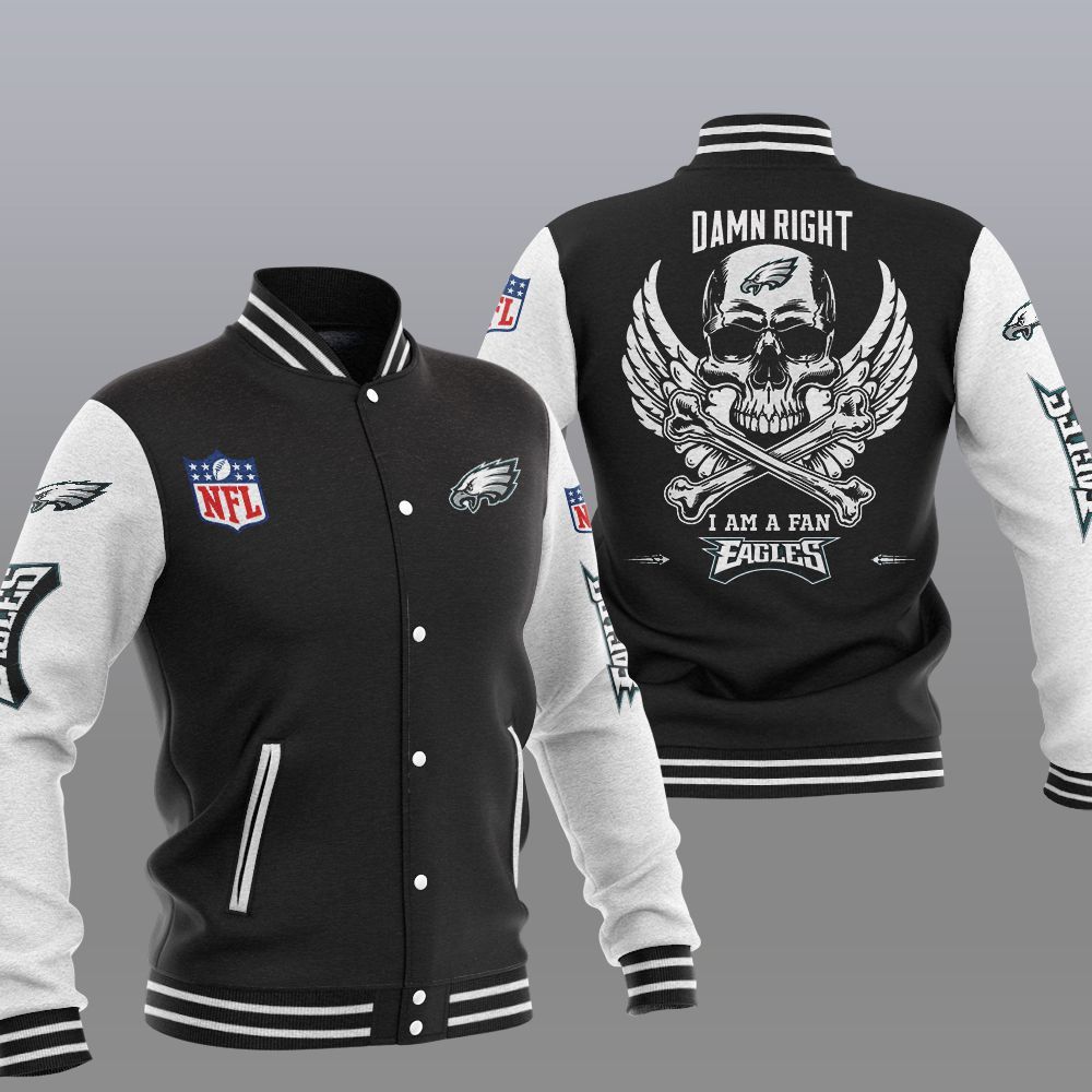NFL Philadelphia Eagles Wings Skull Baseball Jacket