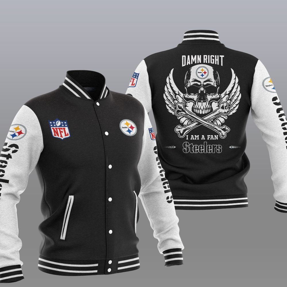 NFL Pittsburgh Steelers Wings Skull Baseball Jacket
