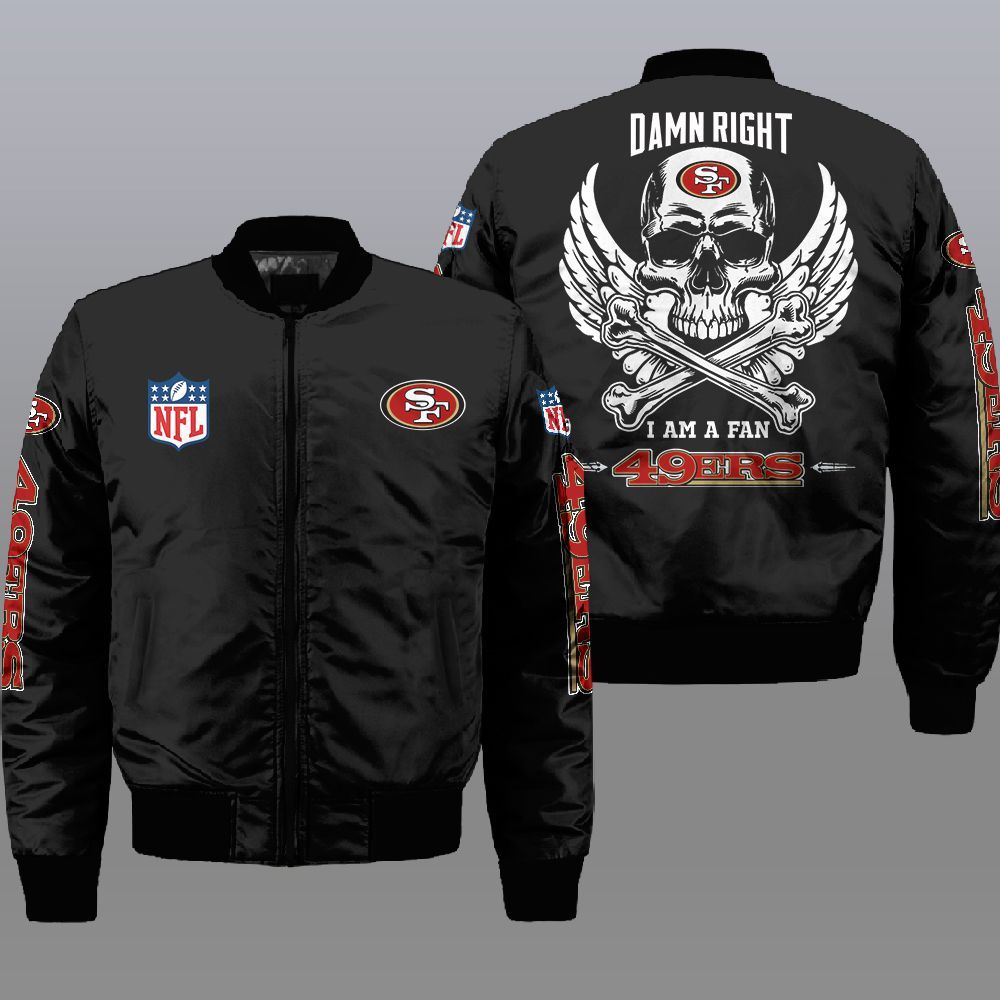 NFL San Francisco 49Ers Wings Skull 3d Bomber Jacket