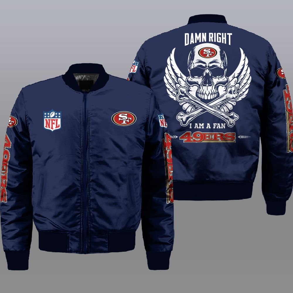 NFL San Francisco 49Ers Wings Skull 3d Bomber Jacket 2 NFL San Francisco 49Ers Wings Skull 3d Bomber Jacket 1