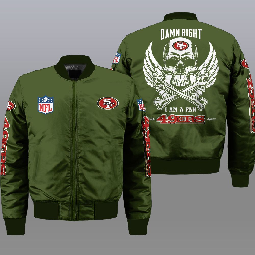NFL San Francisco 49Ers Wings Skull 3d Bomber Jacket 3 NFL San Francisco 49Ers Wings Skull 3d Bomber Jacket 1 2