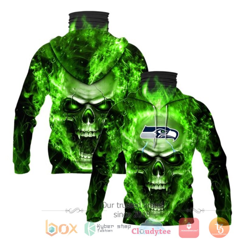 NFL Seattle Seahawks Flameskull 3d hoodie mask 1 NFL Seattle Seahawks Flameskull 3d hoodie mask
