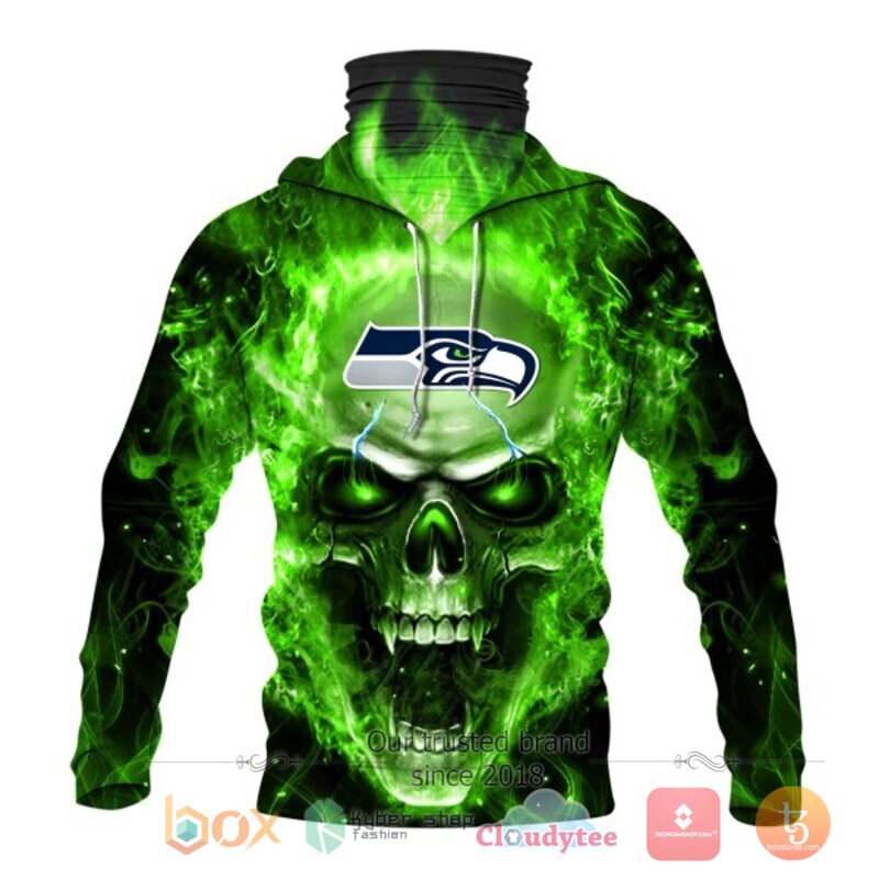 NFL Seattle Seahawks Flameskull 3d hoodie mask 2 NFL Seattle Seahawks Flameskull 3d hoodie mask 1