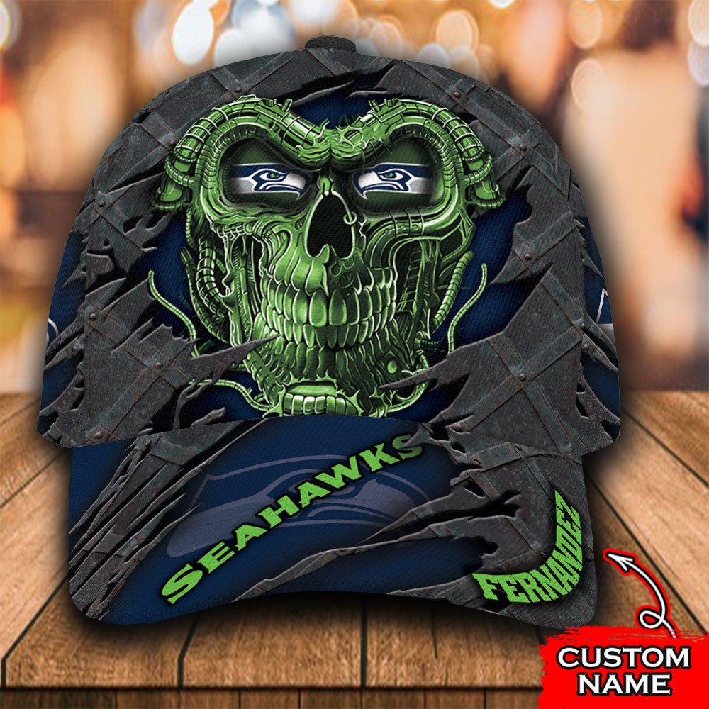 NFL Seattle Seahawks Skull Custom Personalized Cap