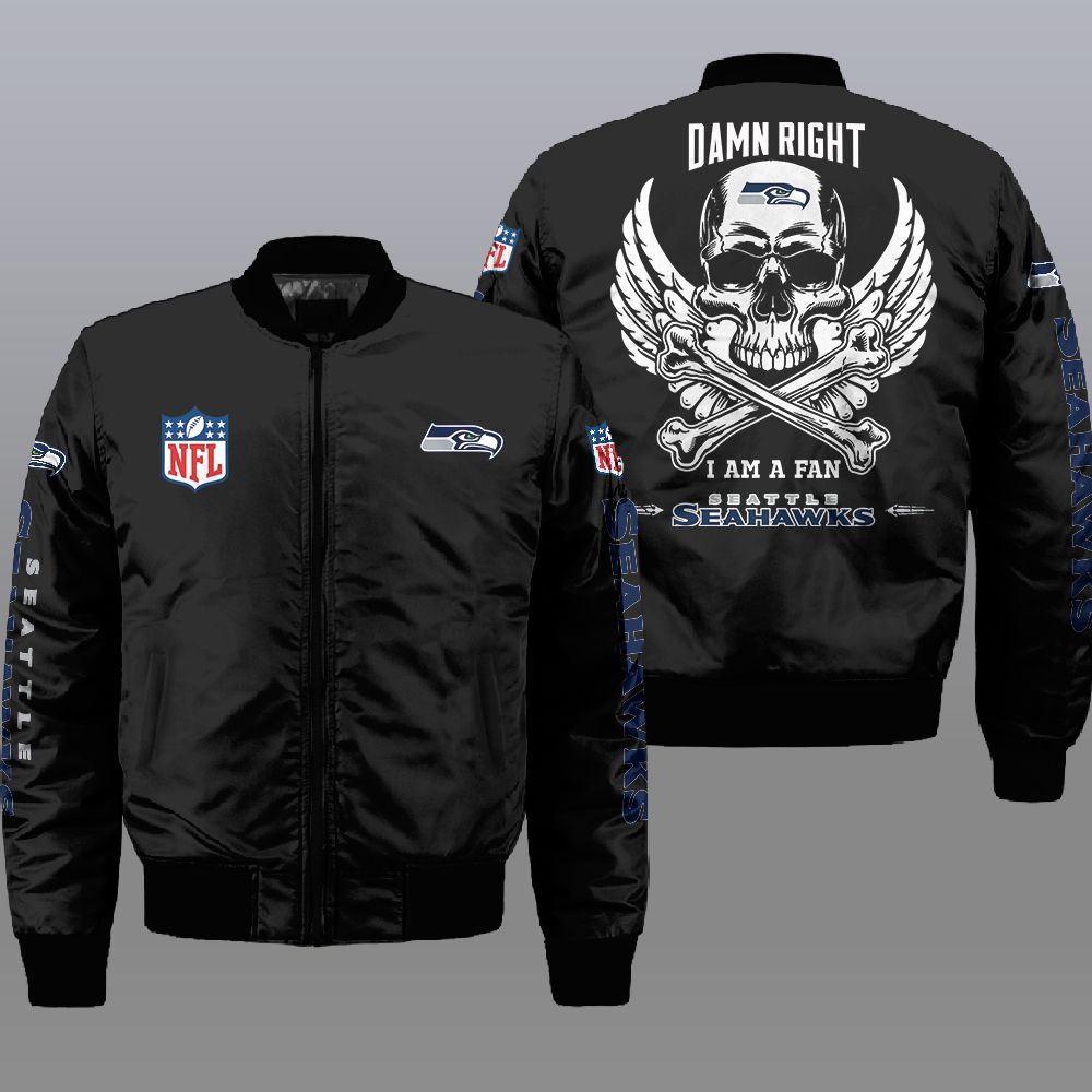 NFL Seattle Seahawks Wings Skull 3d Bomber Jacket