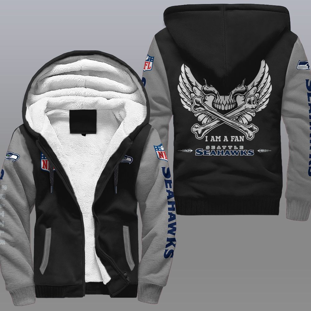 NFL Seattle Seahawks Wings Skull Fleece hoodie 2 NFL Seattle Seahawks Wings Skull Fleece hoodie 1