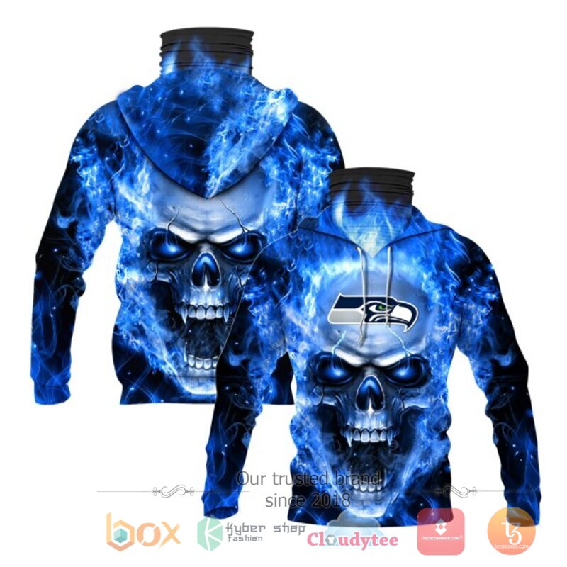 NFL Seattle Seahawks blue Flameskull 3d hoodie mask 6 NFL Seattle Seahawks blue Flameskull 3d hoodie mask
