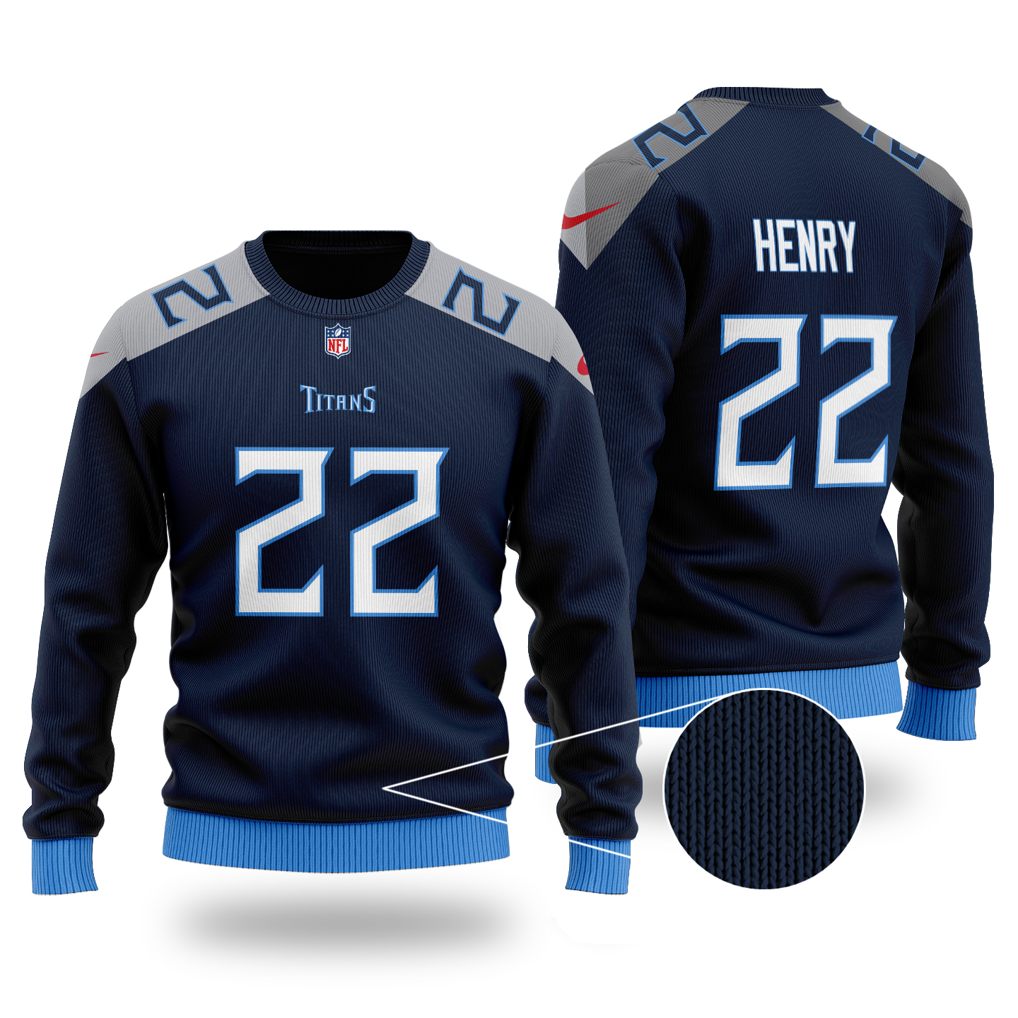 NFL Tennessee Titans Derrick Henry 22 Christmas Sweater